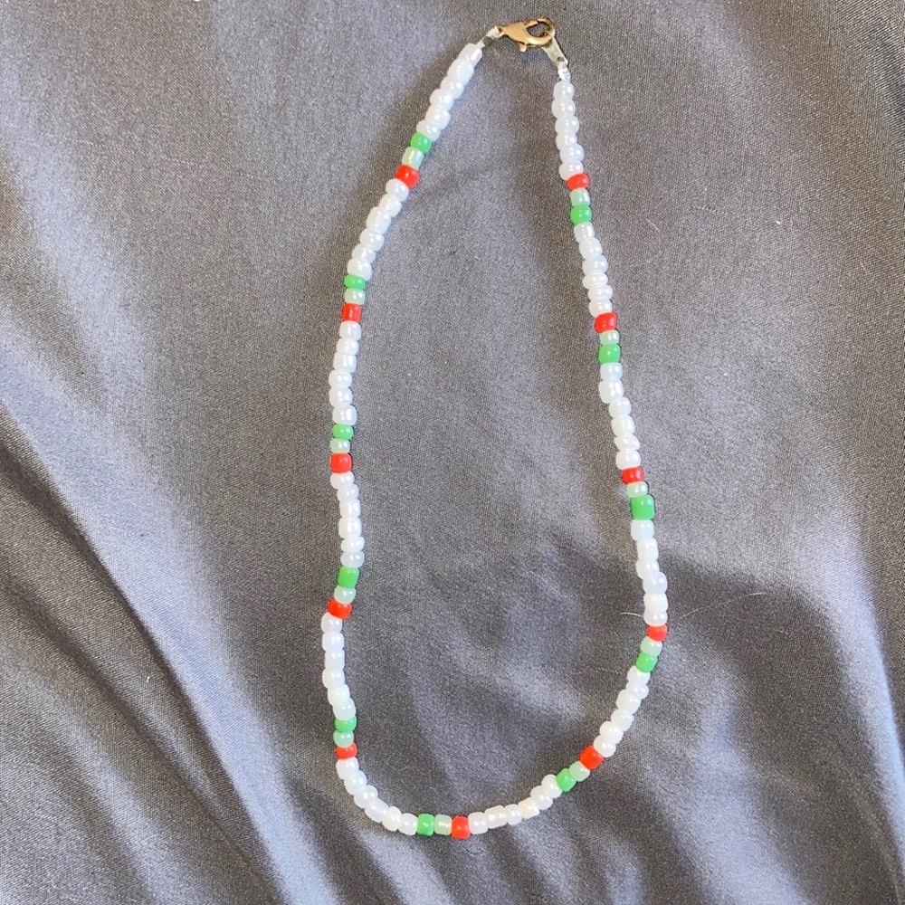 red and green necklace